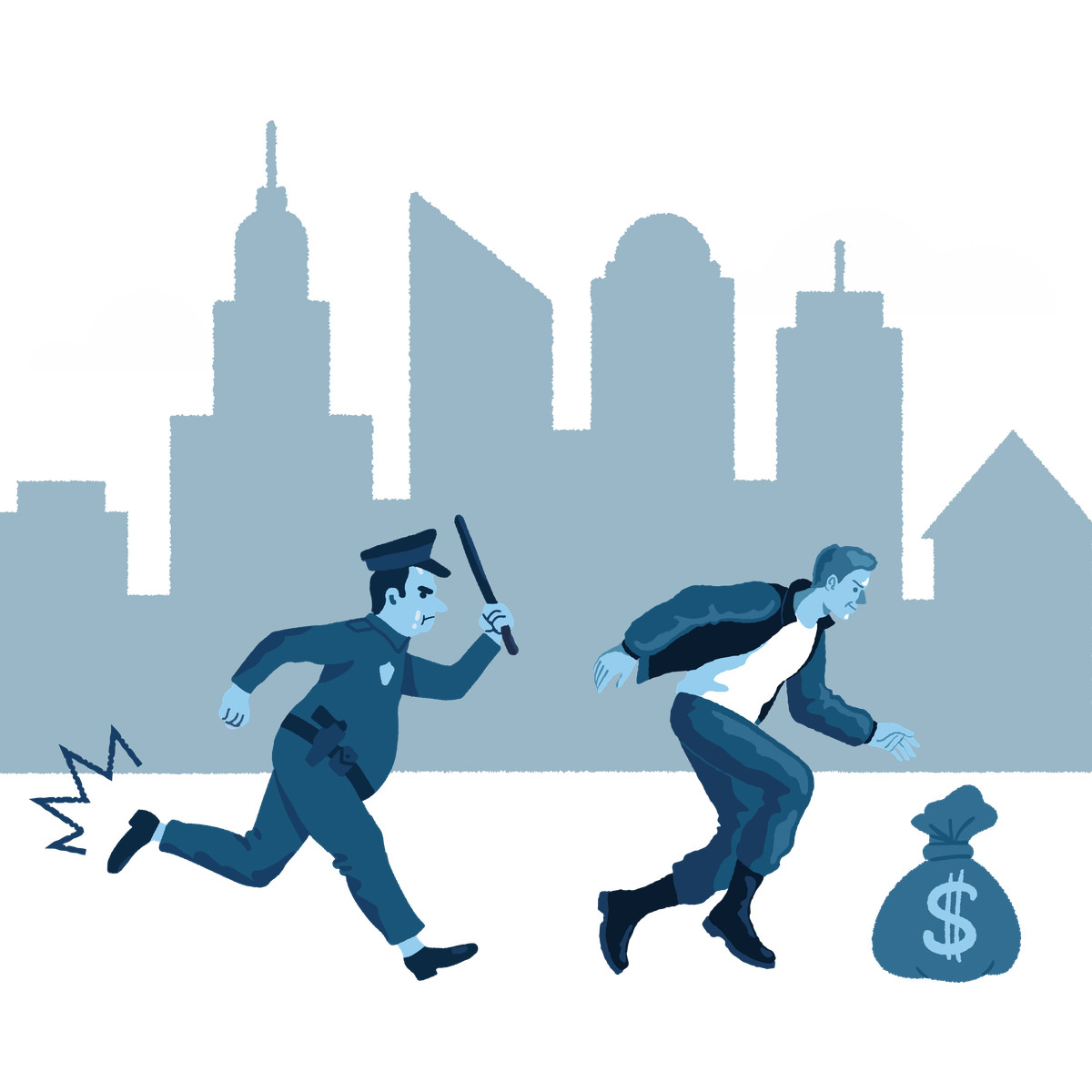 Иллюстрация Police officer chasing a bank robber в стиле Cherry — скачать в форматах PNG, SVG