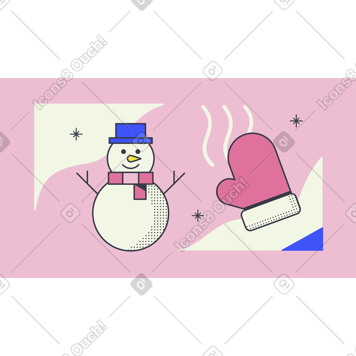 Snowman illustration in Abstract style download in PNG, SVG