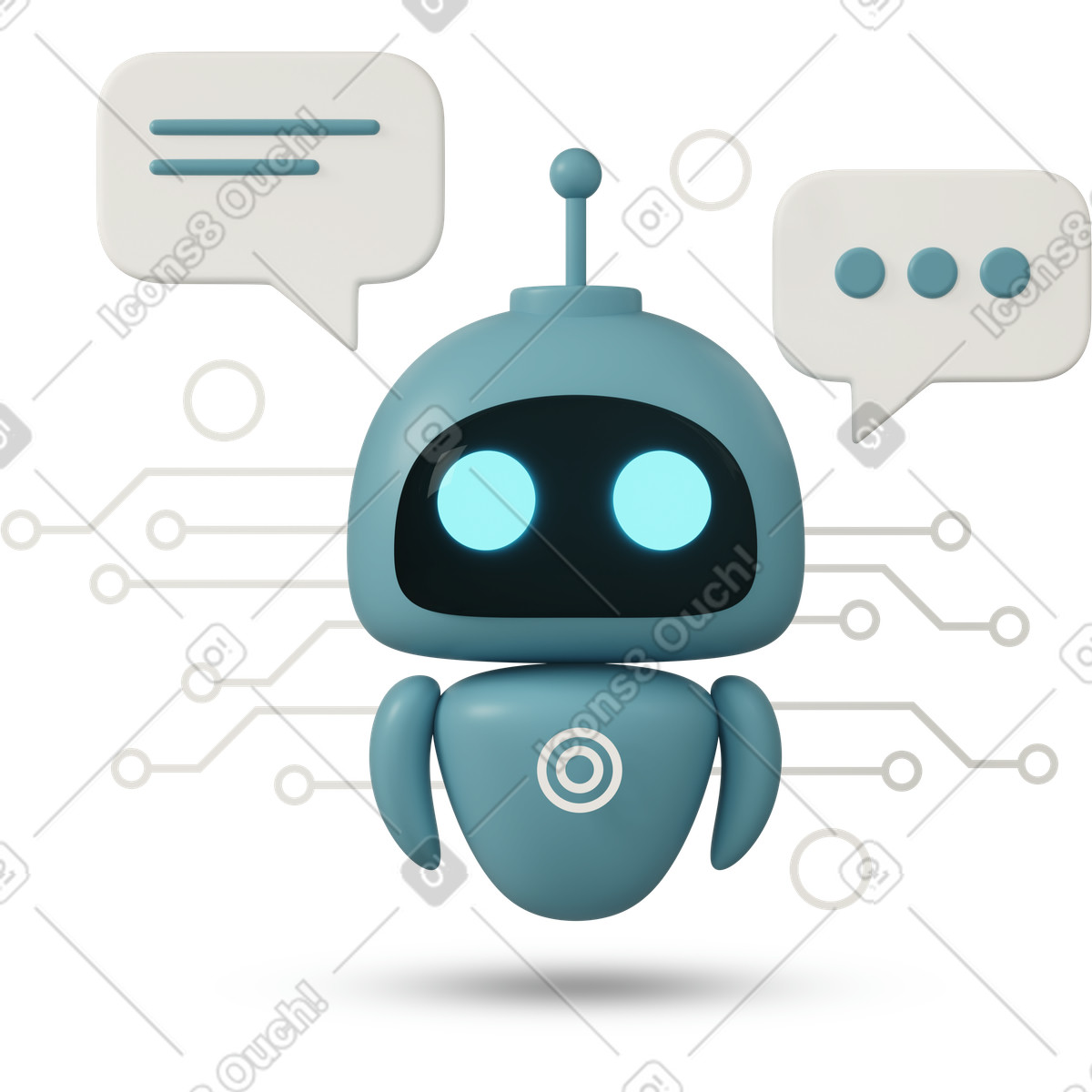 3D Casual life 스타일의 Chatbot with text messages 일러스트레이션 PNG, SVG 다운로드