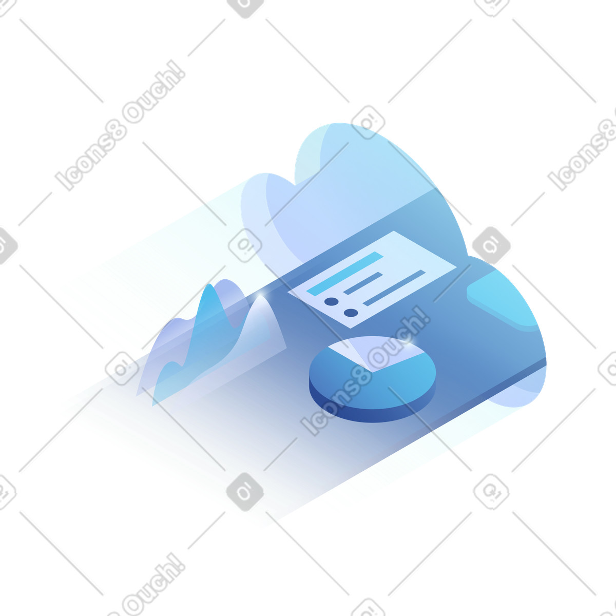 Cloud computing, Data processing and business intelligence illustration in Quantum style download in PNG, SVG