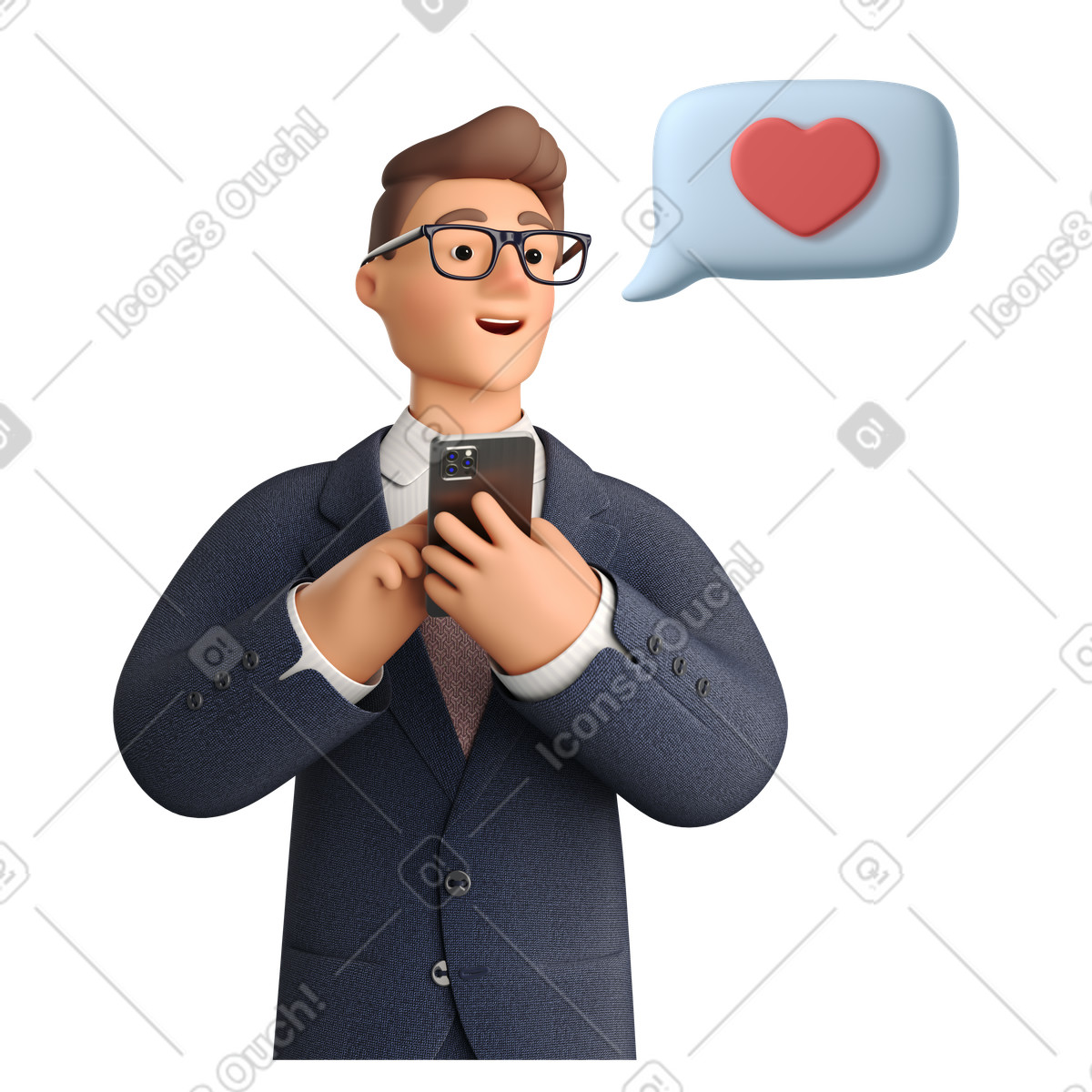Ilustración Empresario enviando mensaje romántico en estilo 3D Business a descargar en PNG y SVG