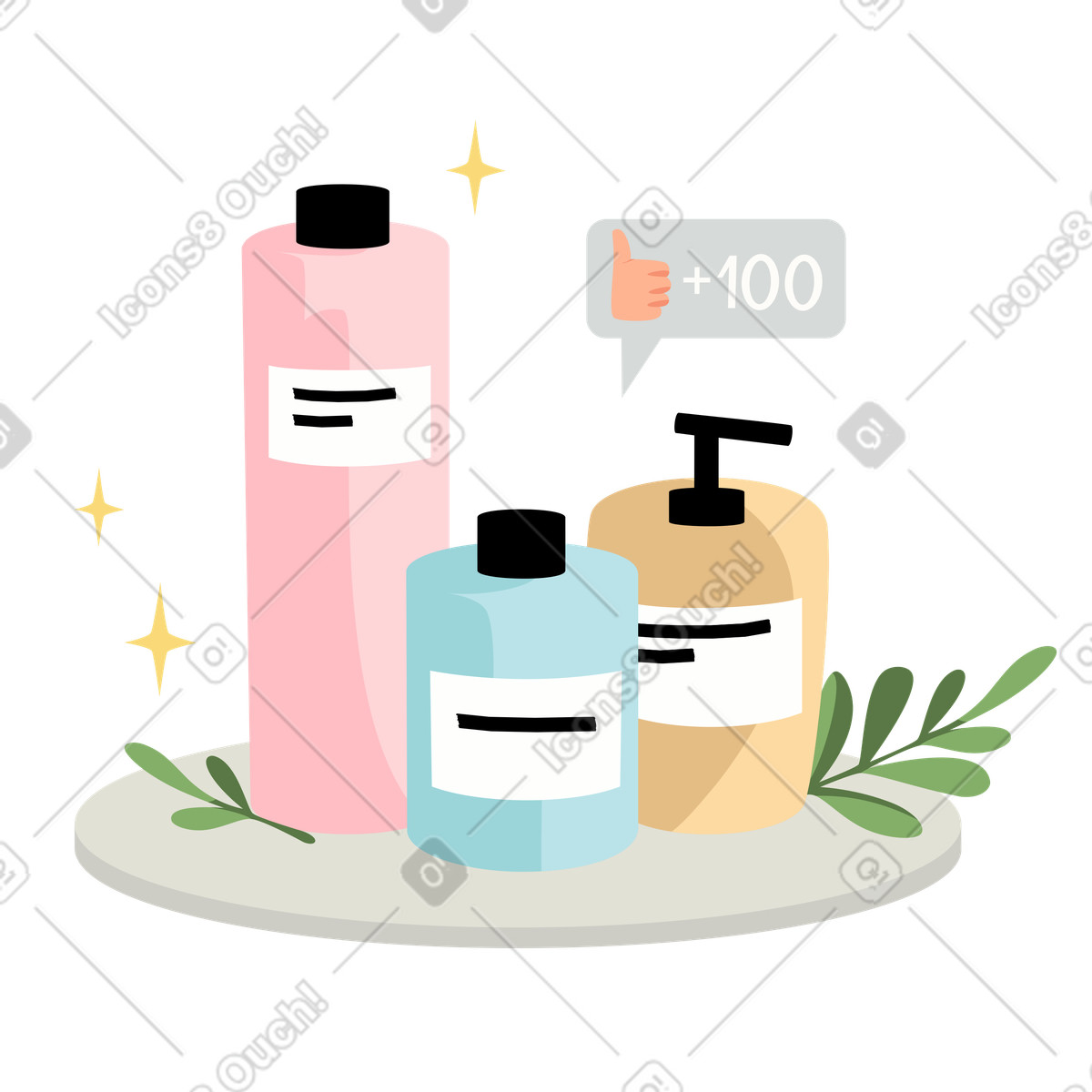 Ilustração de Produtos beleza populares e frascos cosméticos em no estilo Lagom para baixar em PNG, SVG