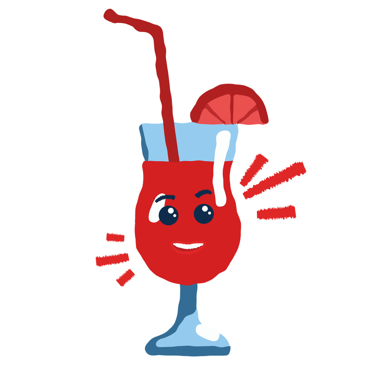 下载 Cherry 风格的 Alcoholic cocktail with face for party 插画，支持 PNG、SVG 格式