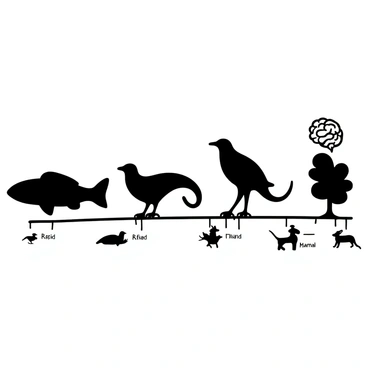 An evolutionary timeline showing the development of the brain across different species