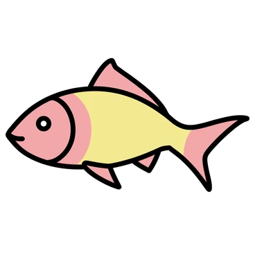 A minimalist drawing of a carp, showcasing the flowing body and fins in a smooth, curving shape. The carp is depicted in vibrant colors, with shades of orange, red, and gold transitioning seamlessly across its scales. The background is left plain to emphasize the graceful lines and patterns of the fish. The carp's eyes are round and expressive, adding character to the image.