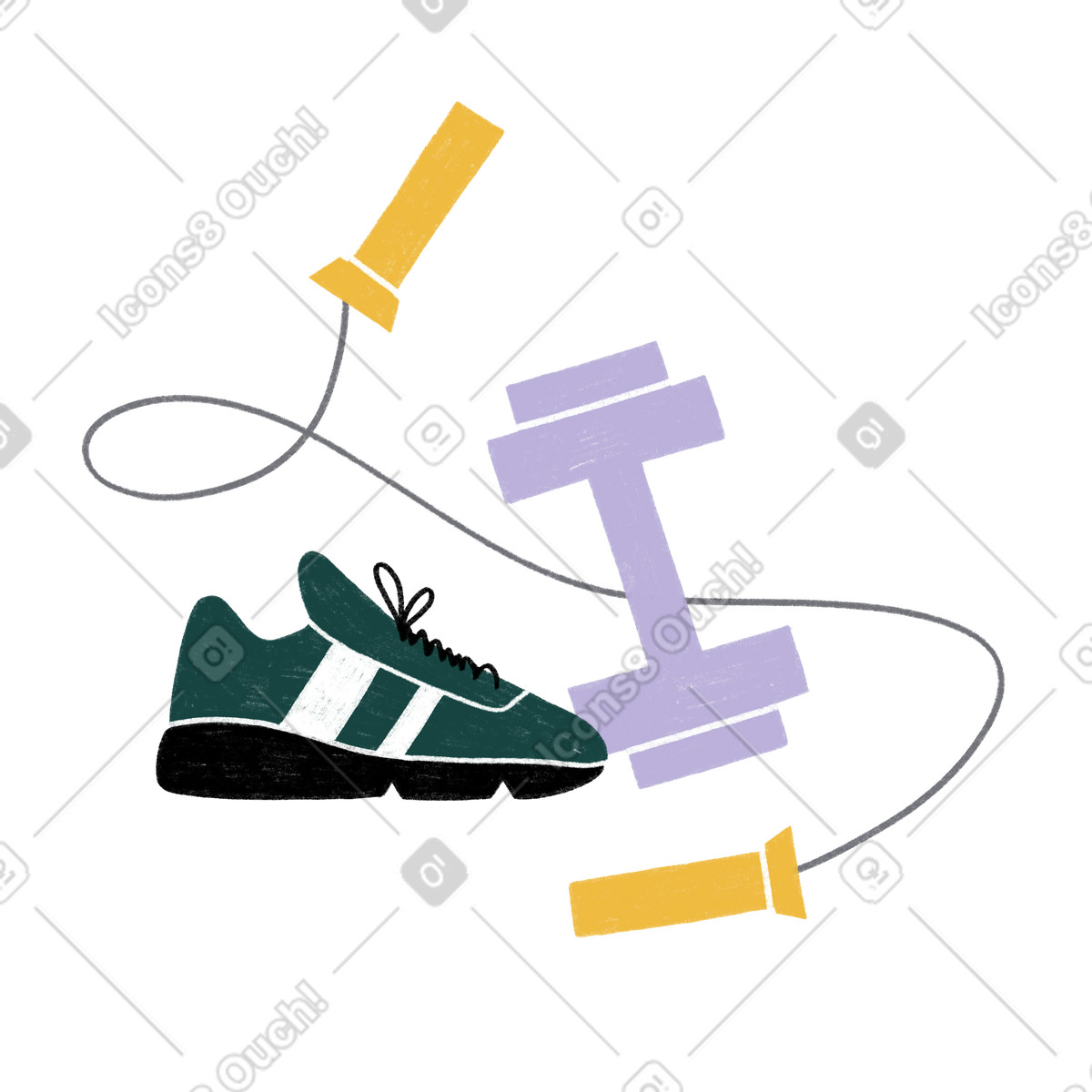 Jump rope and dumbbell for workout-Illustration im Tutti-Stil als Download in PNG, SVG