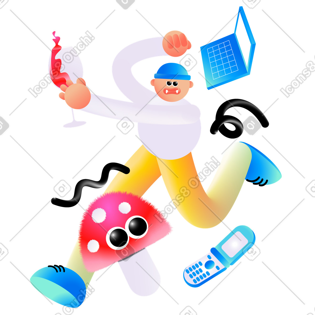 Puffy スタイルの The guy fights off bad habits, a healthy lifestyle のイラストをPNG、SVG形式でダウンロード