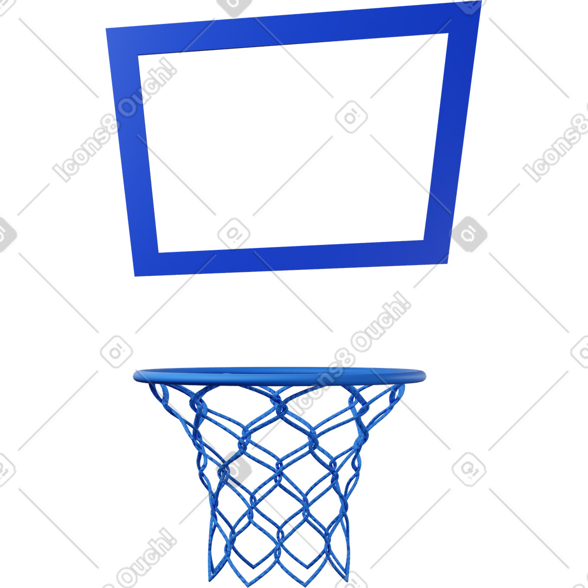 Canestro da basket blu illustrazione in stile 3D Buddy scarica in PNG, SVG