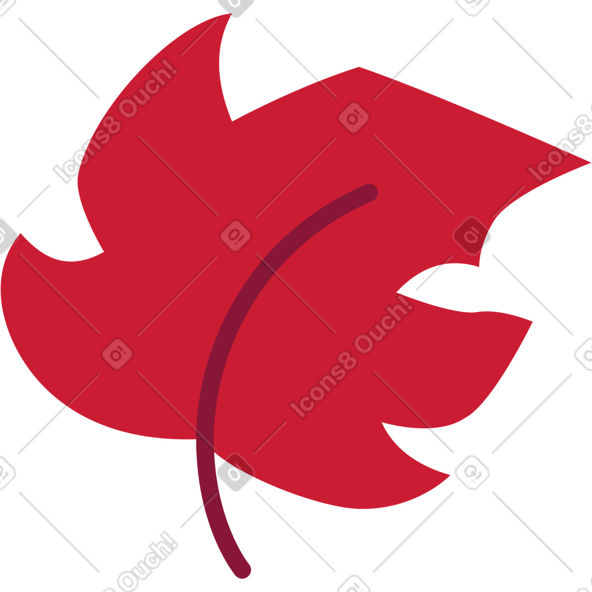 Red leaf illustration in Fizzy style download in PNG, SVG