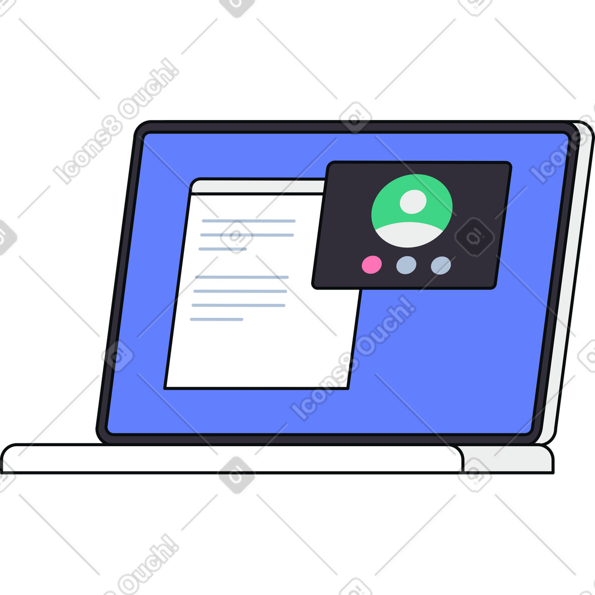 Laptop aperto illustrazione in stile Teko scarica in PNG, SVG