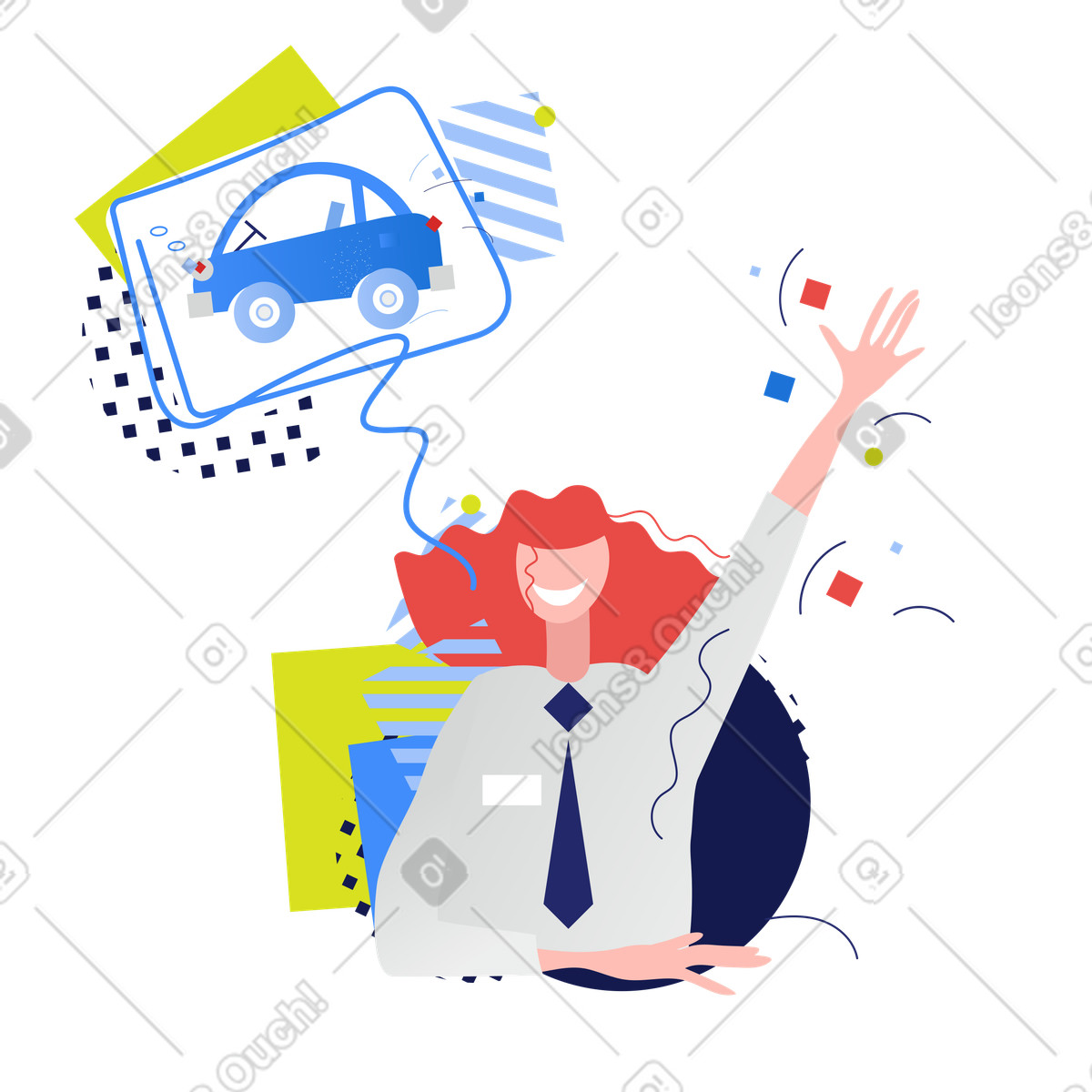 Service worker greeting with a wave illustration in PNG, SVG