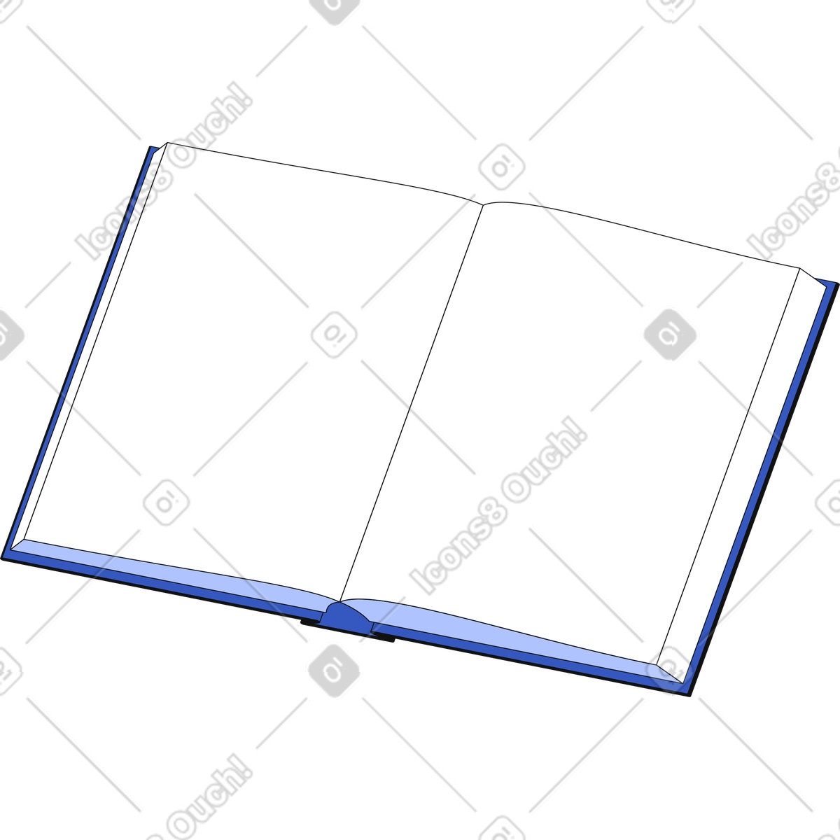 Illustration Livre ouvert avec des pages blanches dans le style Techny à télécharger aux formats PNG, SVG