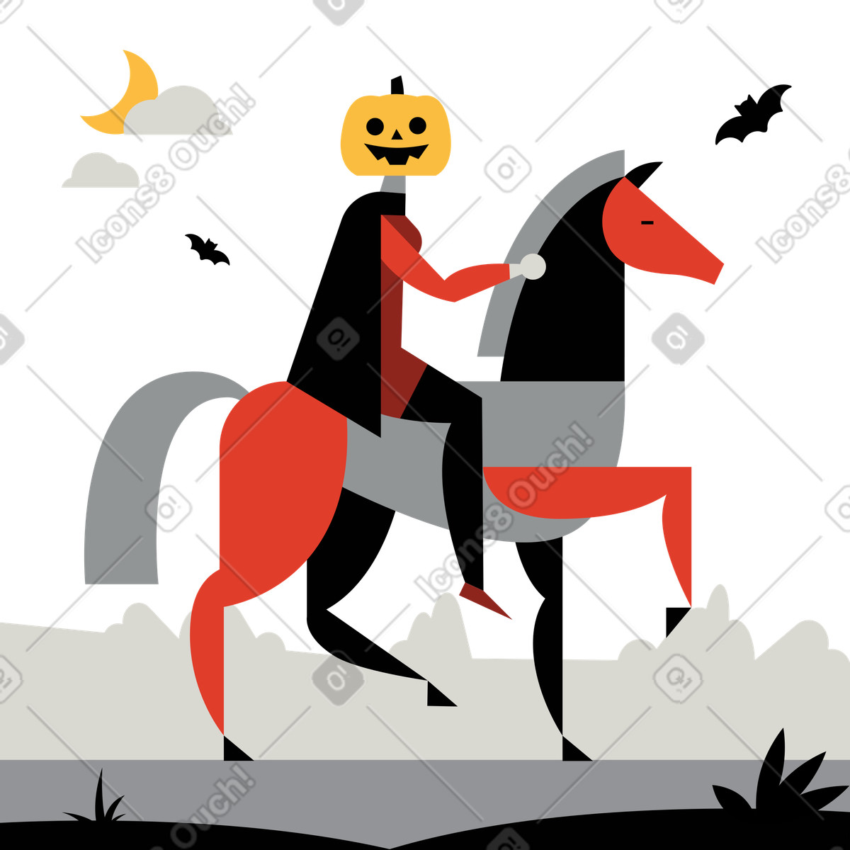 Ilustración Cabeza de calabaza jack en estilo Burgundy a descargar en PNG y SVG