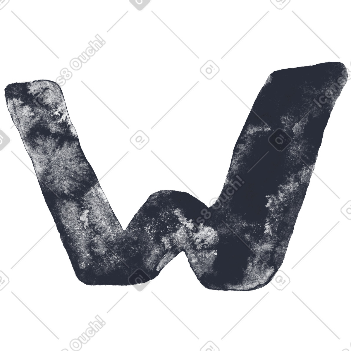 Ilustración Letra w en estilo Inky a descargar en PNG y SVG