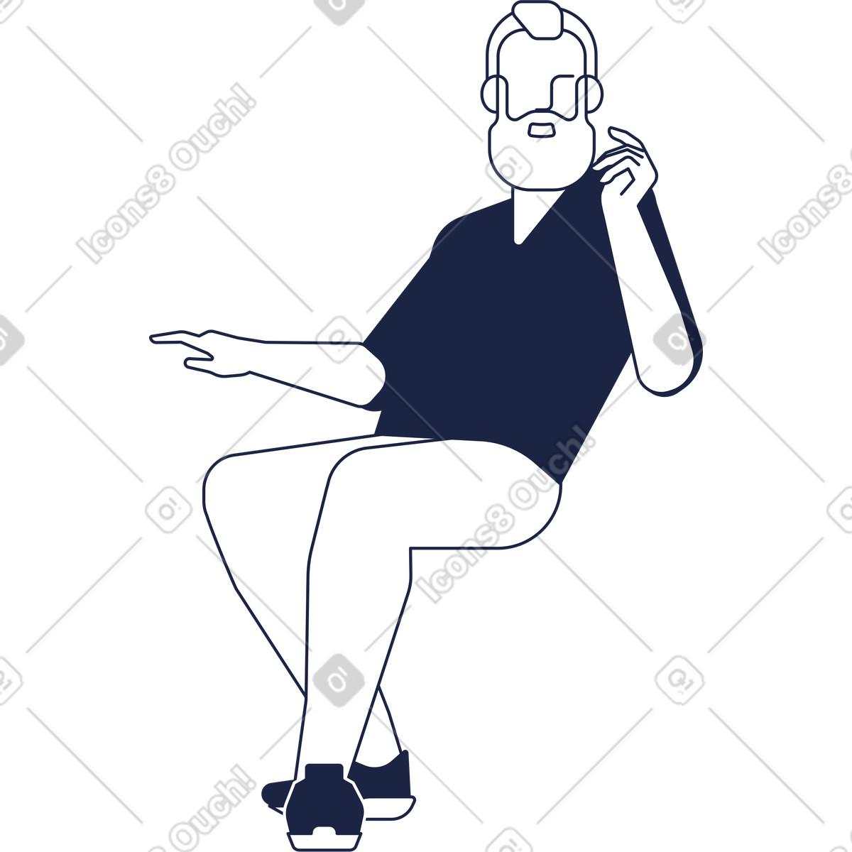 Urban Line スタイルの 座っている大人の男 のイラストをPNG、SVG形式でダウンロード