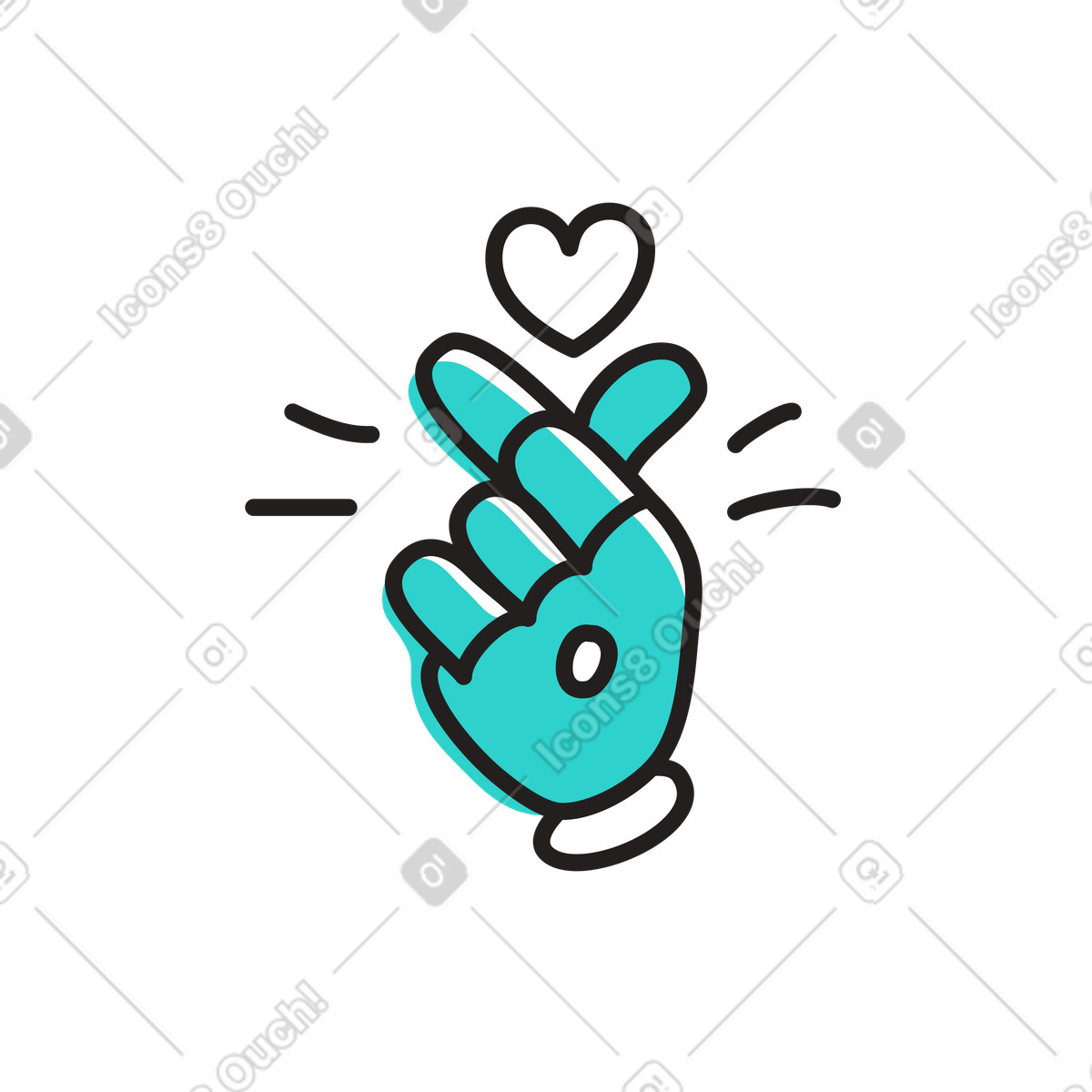 Mano robotica che mostra il gesto del cuore illustrazione in stile Little scarica in PNG, SVG