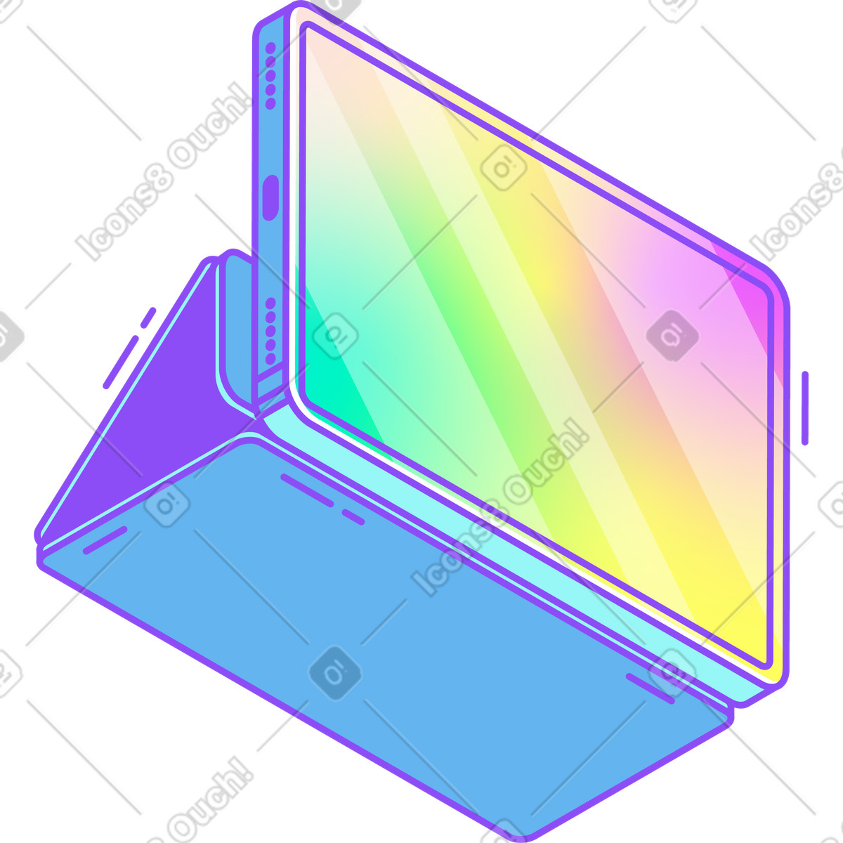 Ilustración Tableta en estilo Holographic a descargar en PNG y SVG