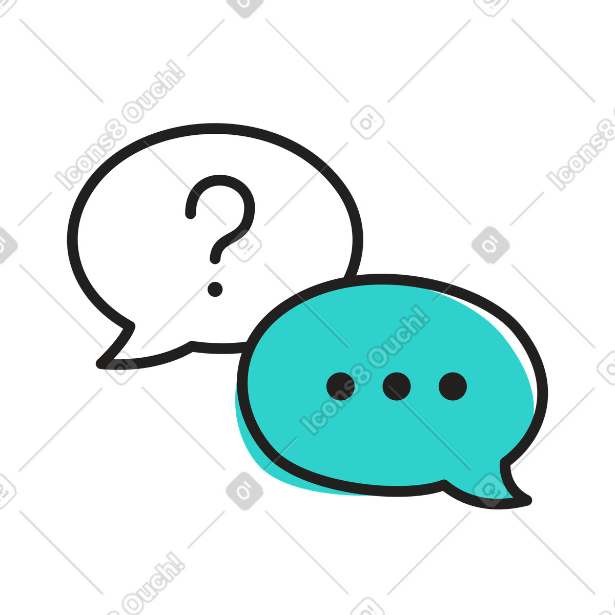 Frequently asked questions illustration in Little style download in PNG, SVG