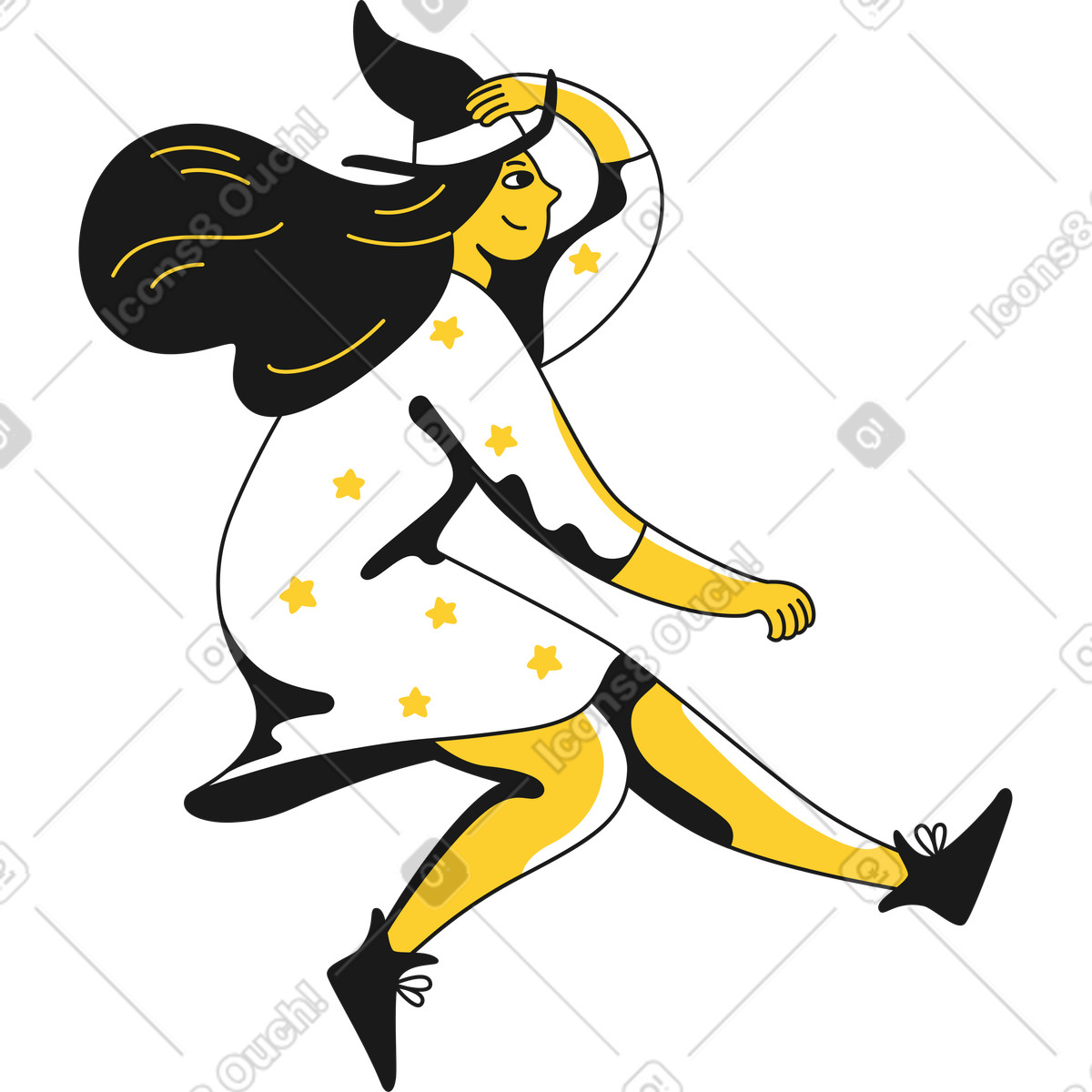 Ilustración Bruja en un sombrero estilo Taxi a descargar PNG y SVG