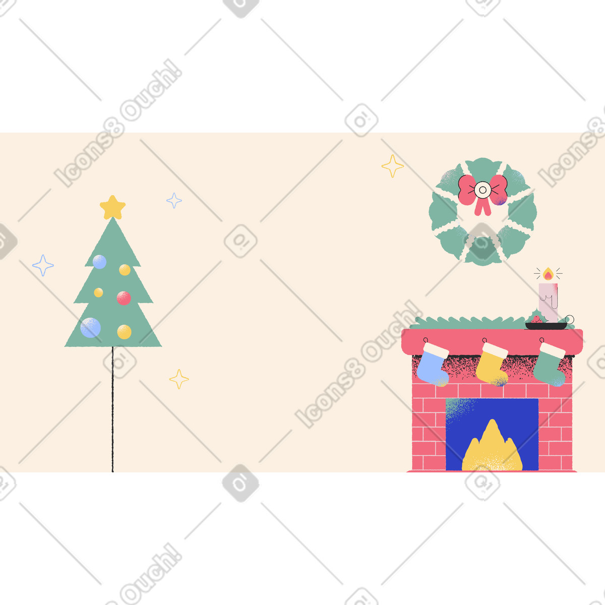 Prepared for Christmas illustration in Pablo style download in PNG, SVG