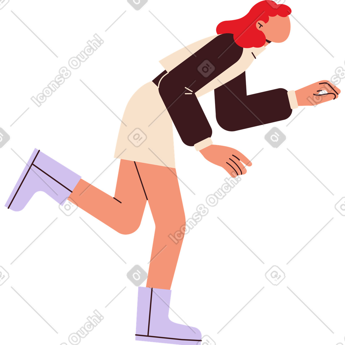 Ilustración Mujer se para en una pierna estilo Folks a descargar PNG y SVG