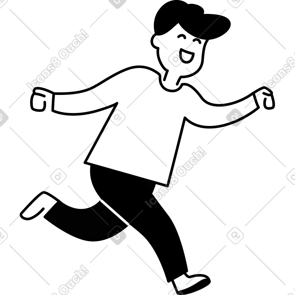 Notion Line Art スタイルの Jogging runner with cheerful smile for healthy lifestyle and positivity のイラストをPNG、SVG形式でダウンロード