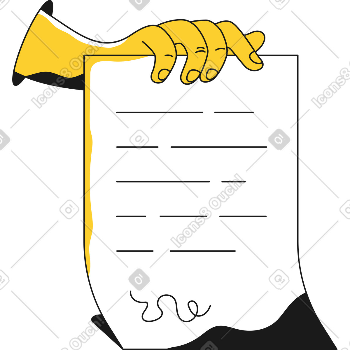 下载 Taxi 风格的 手拿着一张有文字的纸 插画，支持 PNG、SVG 格式