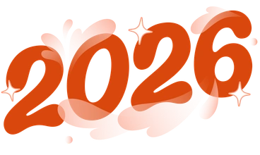 The year 2026 in a playful font - Orange style illustration
