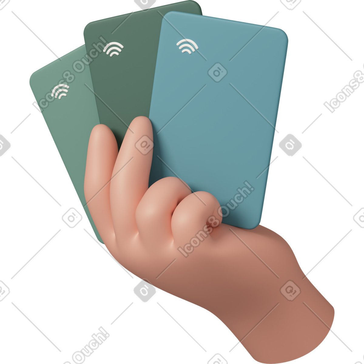 3D Casual life 스타일의 Credit cards in hand 일러스트레이션 PNG, SVG 다운로드