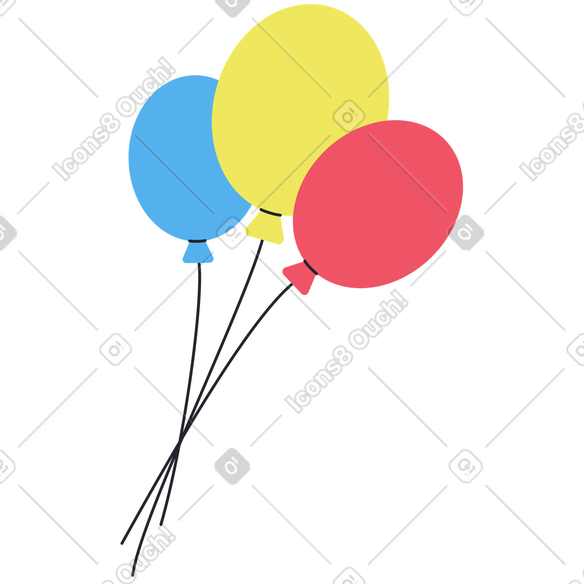 Balloons illustration in Boba style download in PNG, SVG