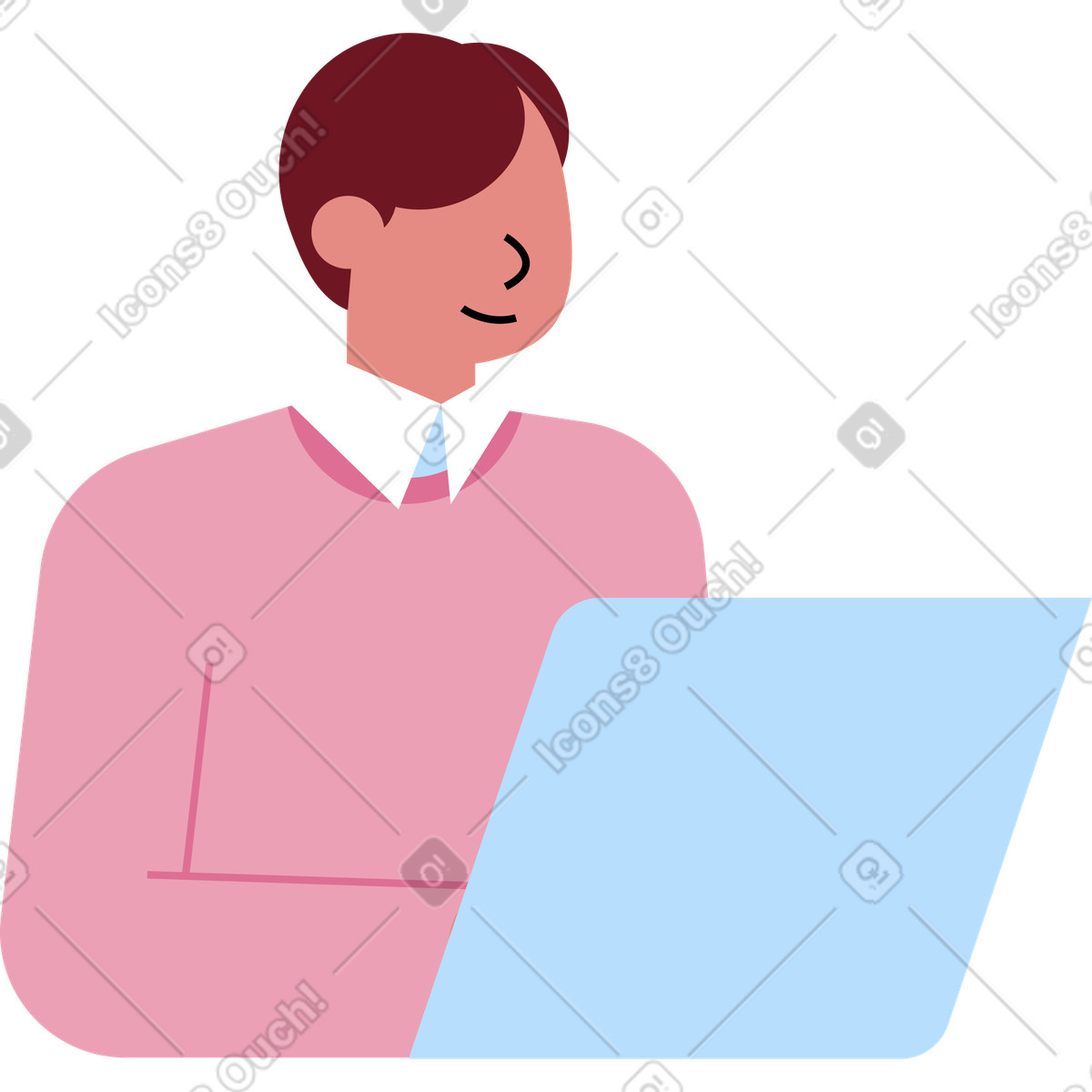 Man with a laptop developing illustration in PNG, SVG