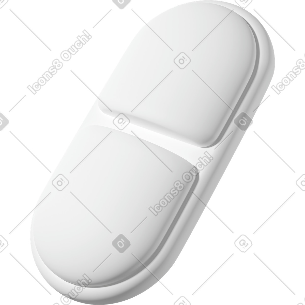 White pill illustrazione in stile 3D Casual life scarica in PNG, SVG