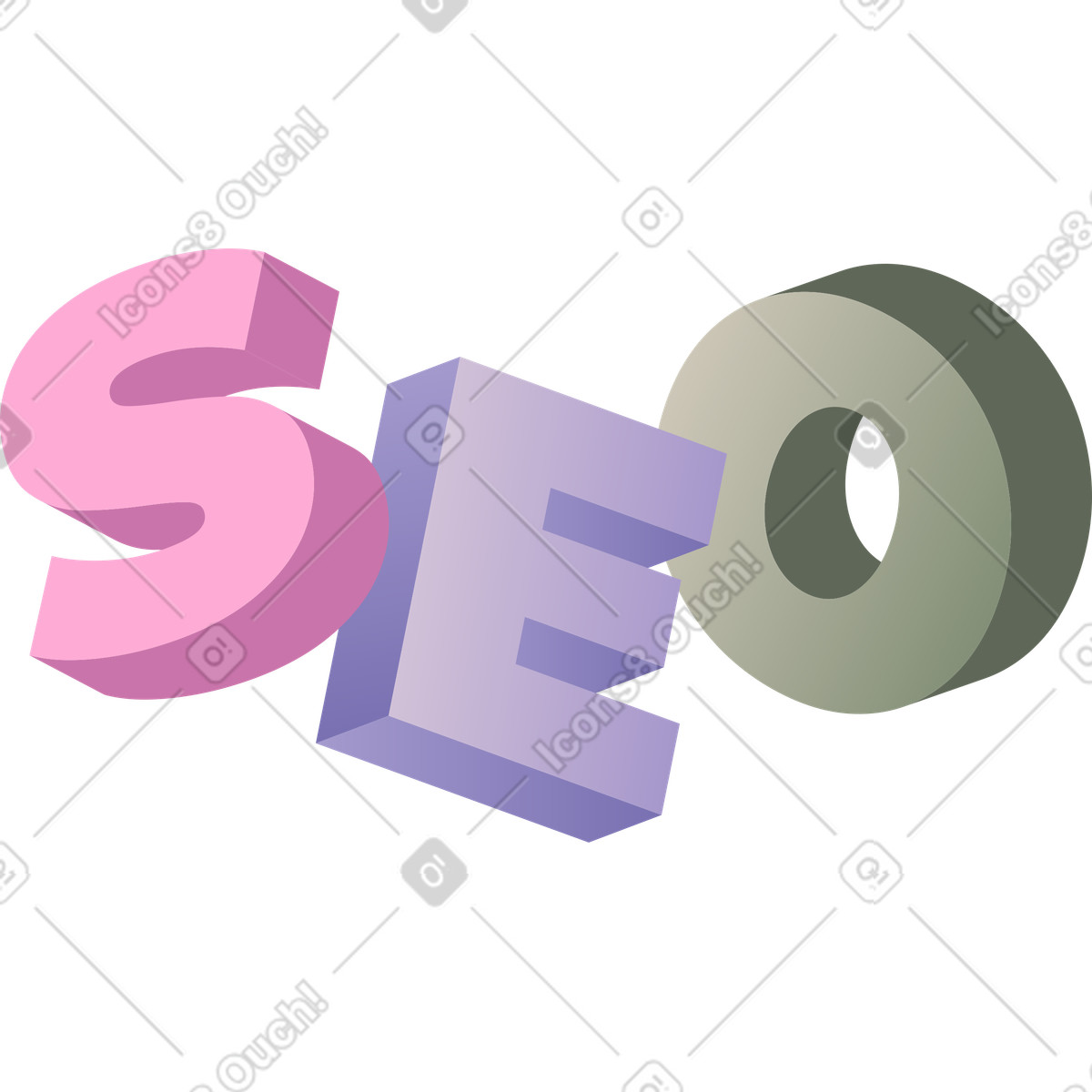 Ilustración Texto de seo letras en estilo Coworking a descargar en PNG y SVG