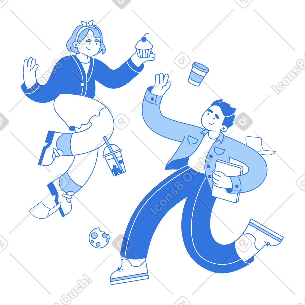 Ilustração de Colegas trabalho fazendo uma pausa para o almoço em no estilo Sky baixar em PNG, SVG