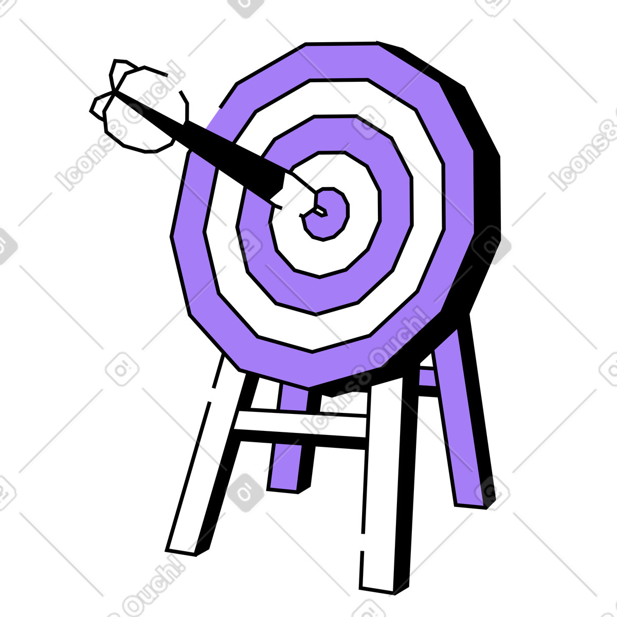Illustration Publicité ciblée et cible sur stand avec fléchette au centre dans le style Amethyst à télécharger aux formats PNG, SVG