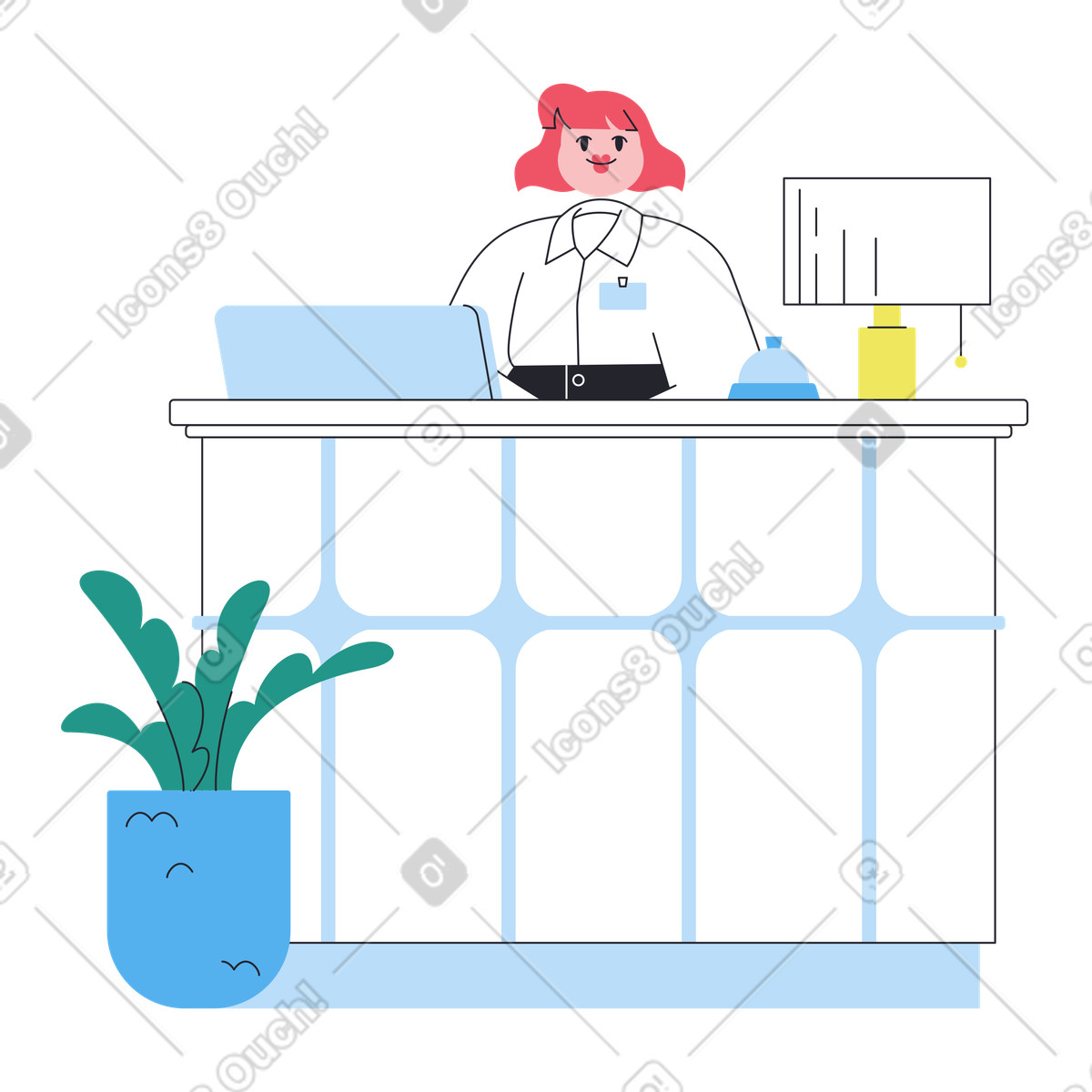 Ilustração de Recepcionista na recepção do hotel em no estilo Boba para baixar em PNG, SVG