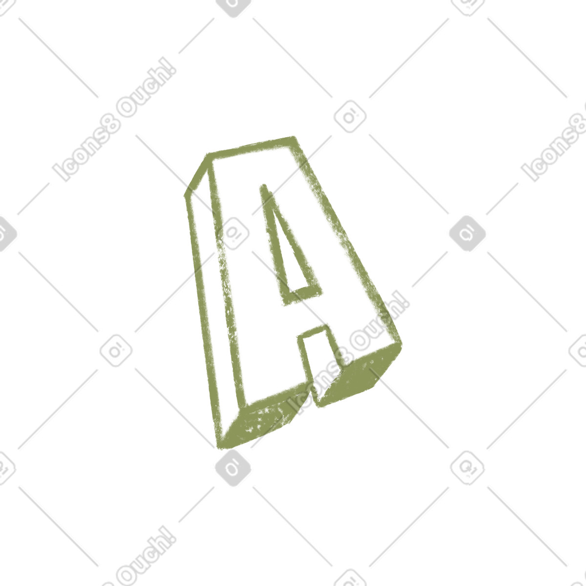 Letter a is green illustration in Chalky style download in PNG, SVG