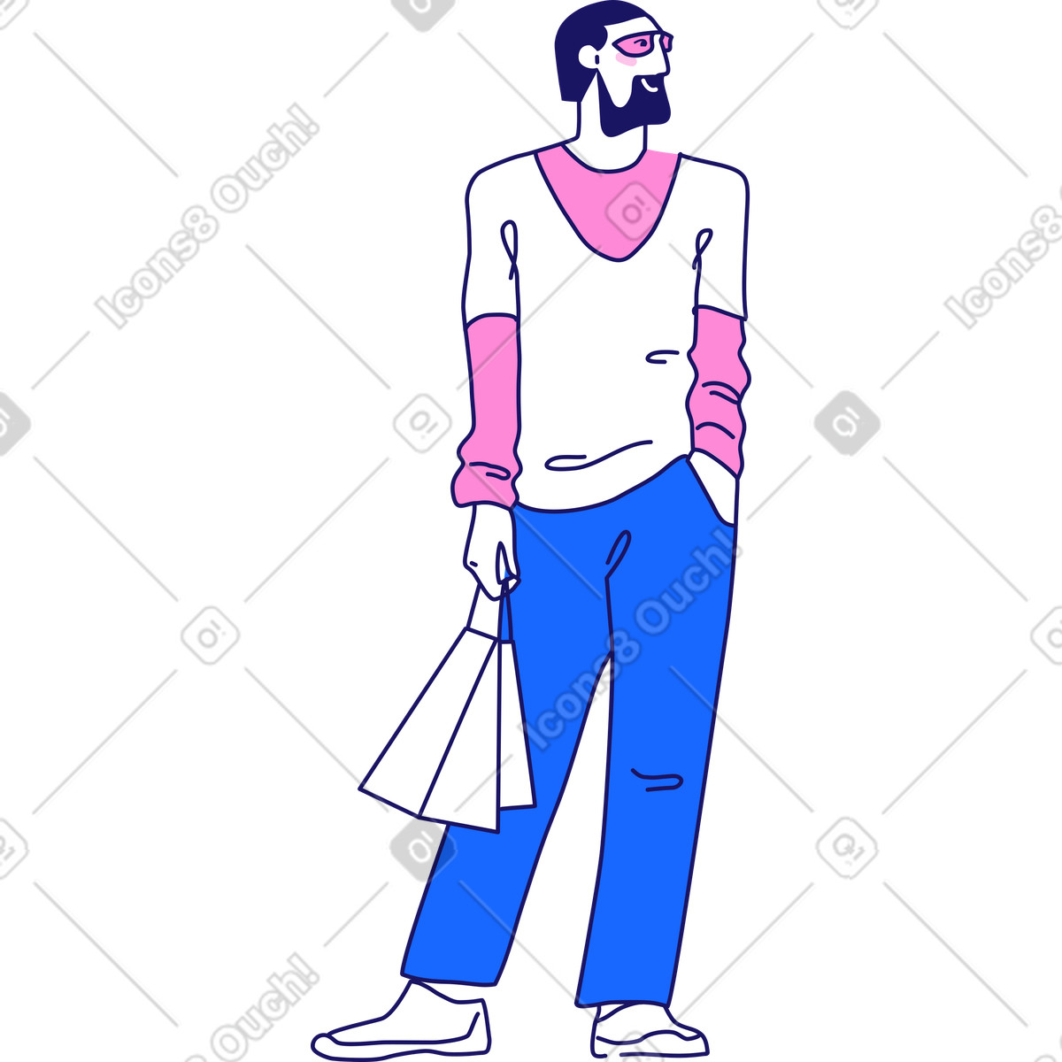 Man with shopping bags illustration clipart vector graphics for various uses