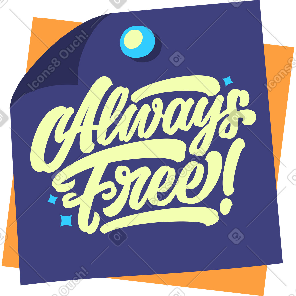 Ilustración Letras siempre gratis! texto de nota papel adhesivo en estilo Lettering a descargar en PNG y SVG