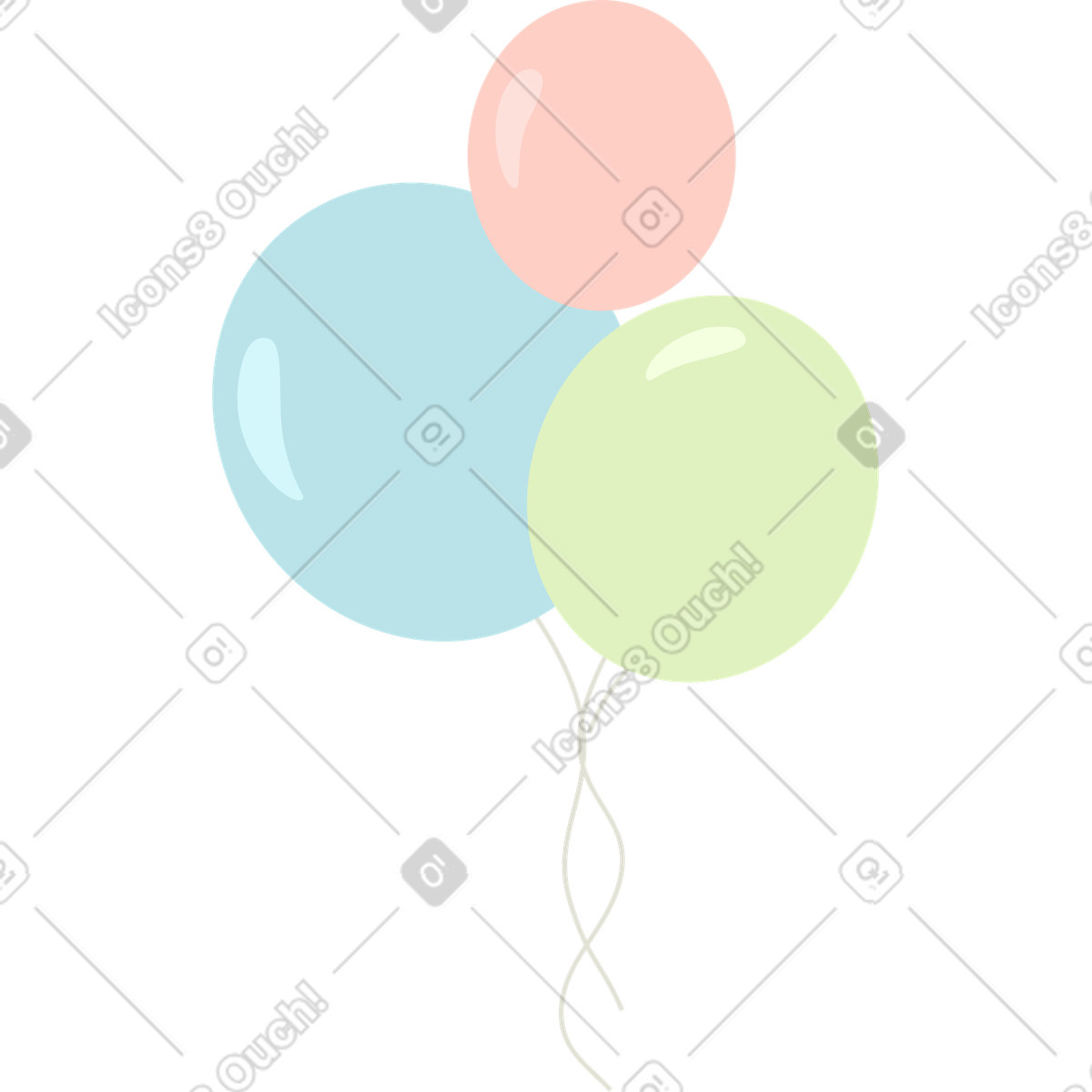 Three party balloons illustration in Lagom style download in PNG, SVG