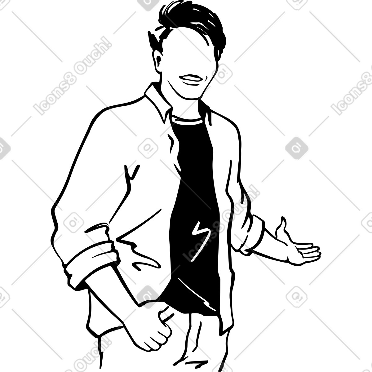 Ilustración Hombre con un gesto de bienvenida en estilo Line a descargar en PNG y SVG