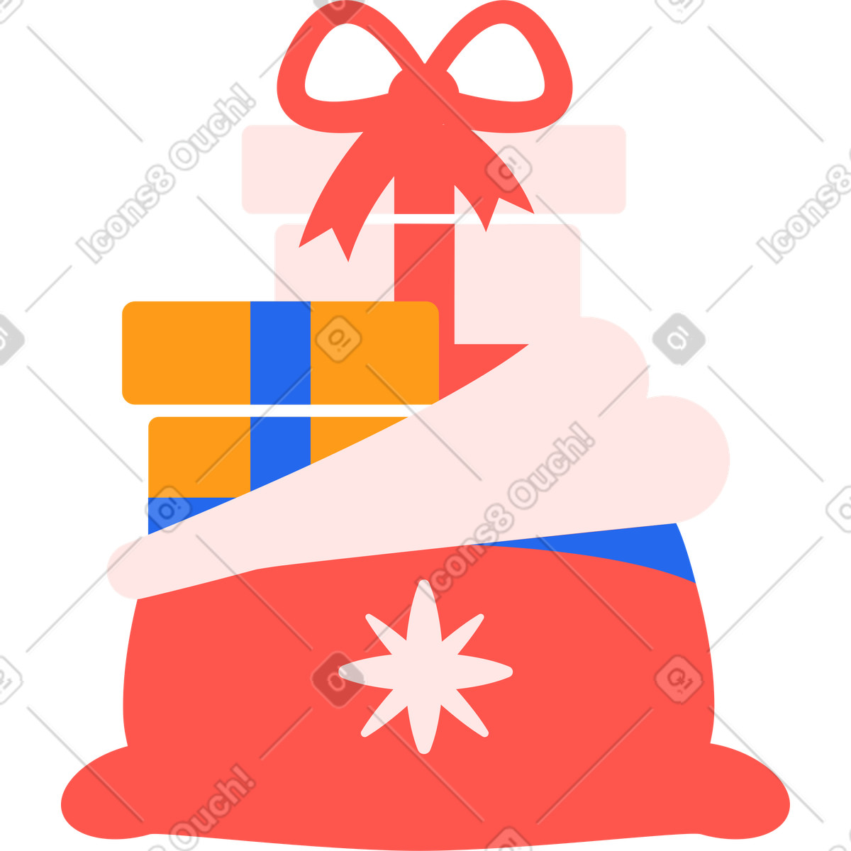Tasche mit geschenken-Illustration im Kingdom-Stil als Download in PNG, SVG
