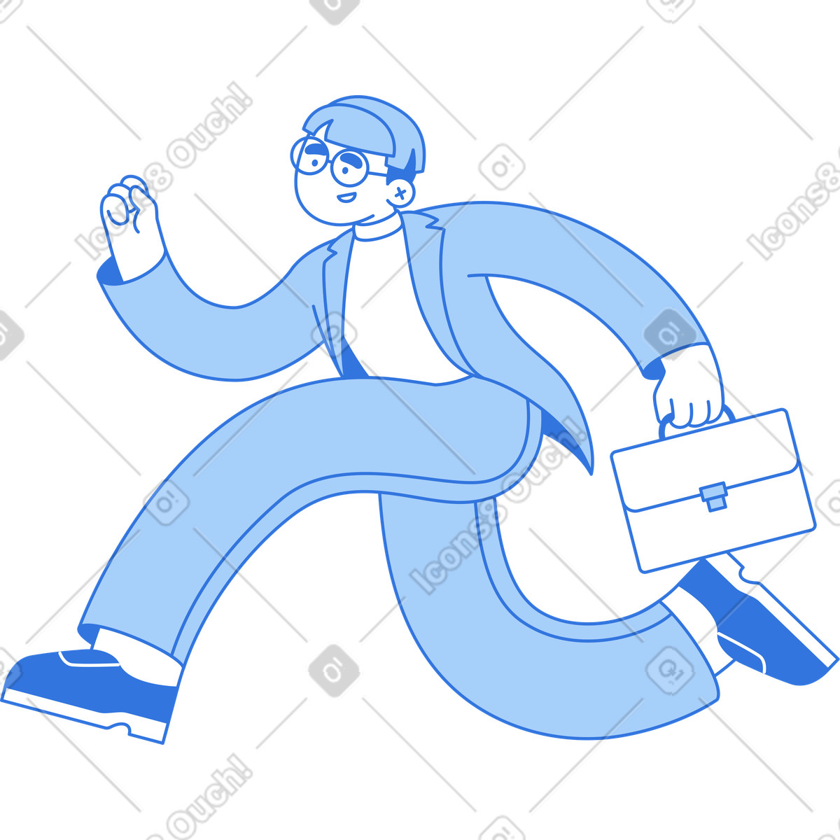 Man with briefcase running illustration in Sky style download in PNG, SVG
