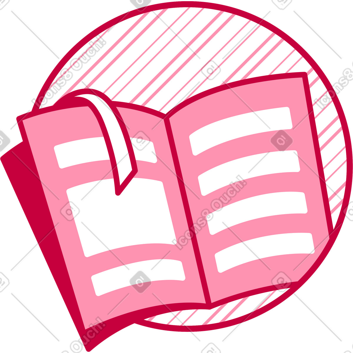 Book with a bookmark in a frame illustration in PNG, SVG