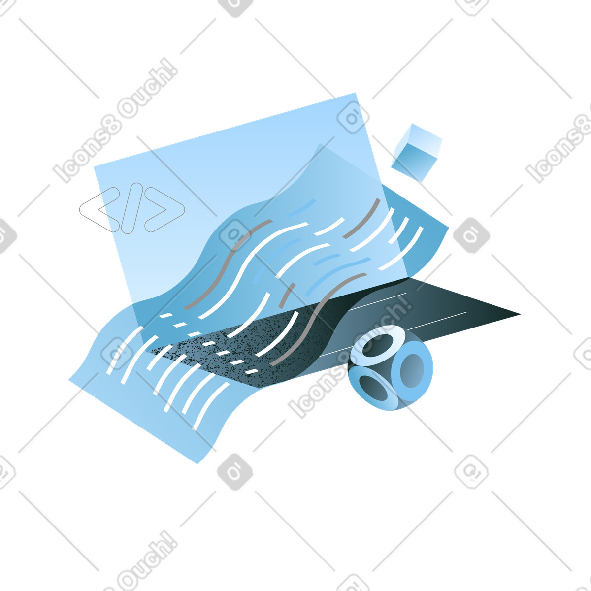 Abstract code editor window on laptop, programming and software development illustration in PNG, SVG
