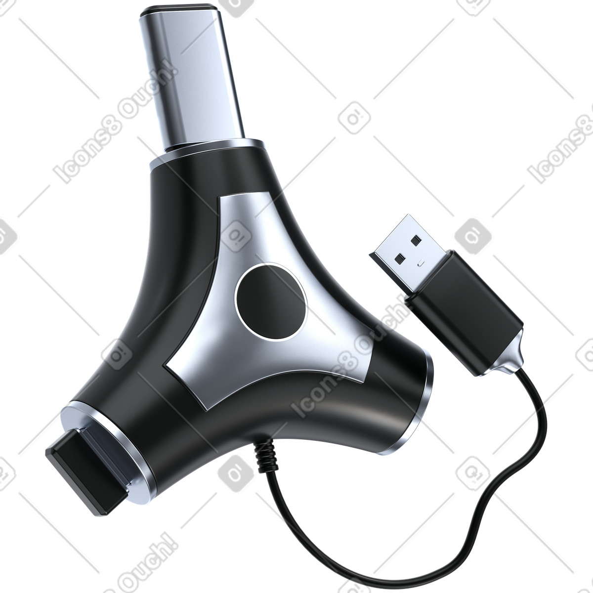 USB C multiport hub adapter for laptop device connectivity illustration in 3D Pro style download in PNG, SVG