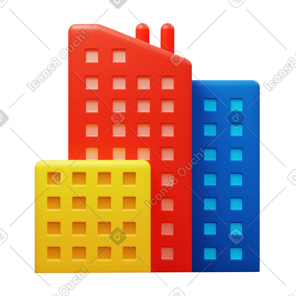 Stadt-Illustration im 3D Fluency-Stil als Download in PNG, SVG