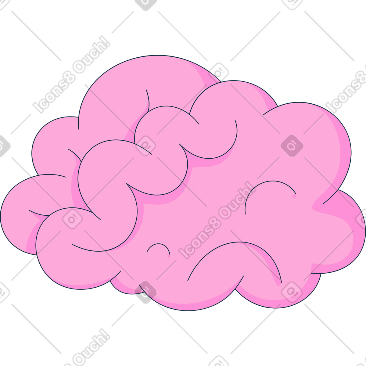 Big brain illustrazione in stile Bubble gum scarica in PNG, SVG