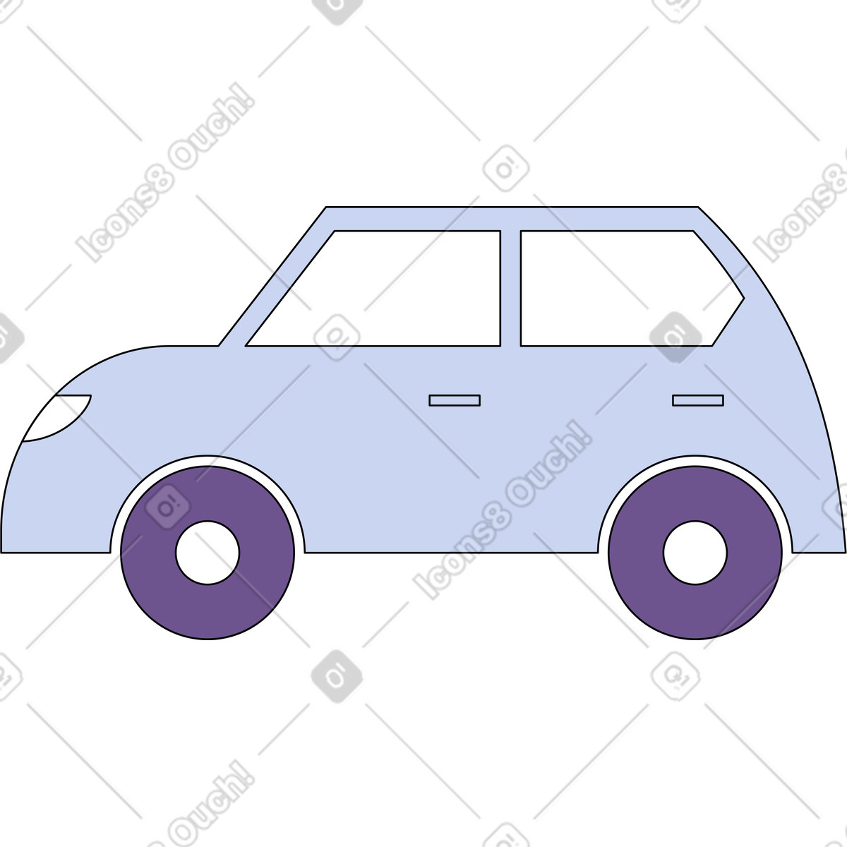 Bloom スタイルの ライラックの車を横に のイラストをPNG、SVG形式でダウンロード