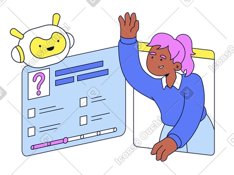 Student participating in AI powered quiz, Online learning and assessment
